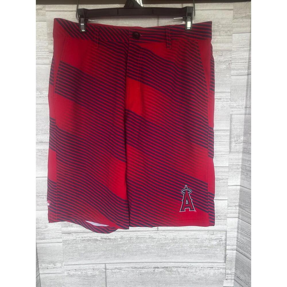 MLB Los Angeles Angels Men’s Shorts Size 38 Red Navy Striped Genuine Merchandise